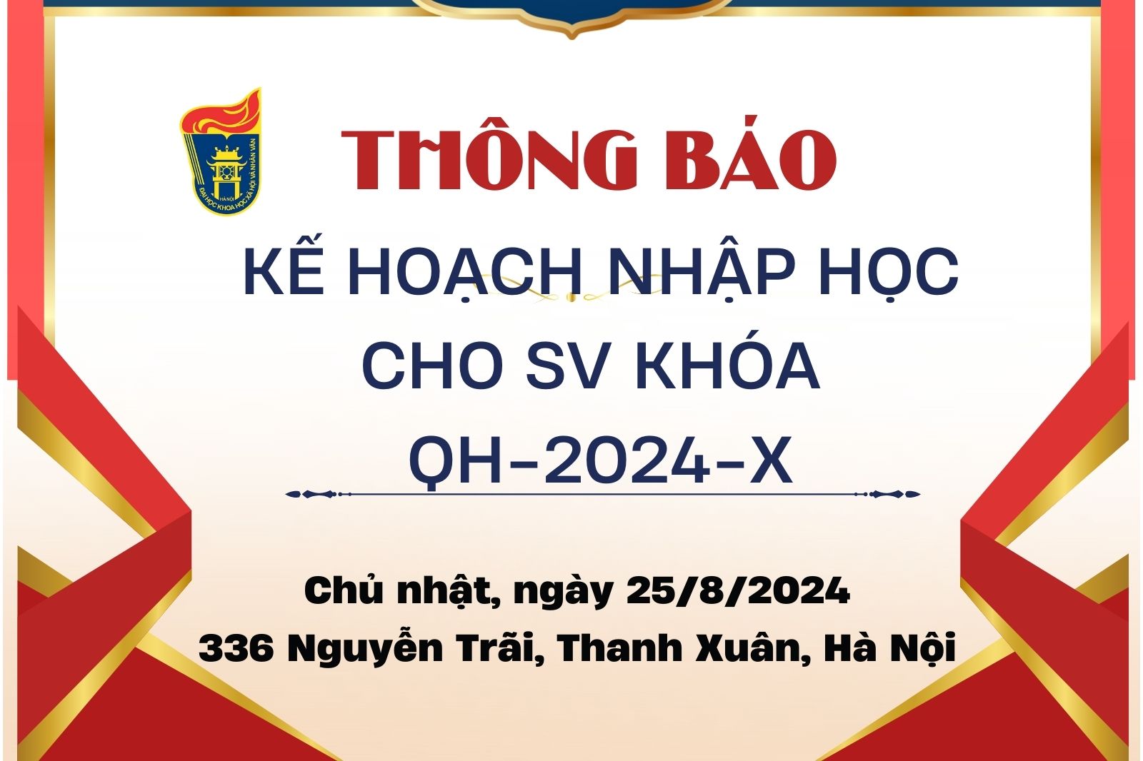 Lịch trình công việc đầu khoá học của SV QH-2024-X