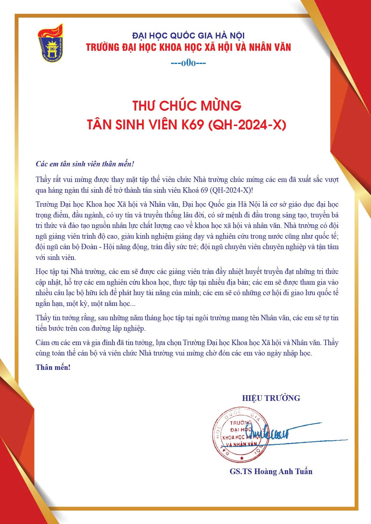 thư chúc mừng